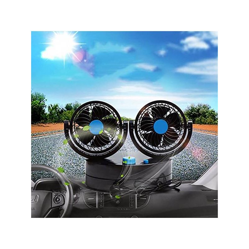 12v Dual Air Fan 360° All-round Rotation Automotive Cooling Cooler Car Van SWCF5 Streetwize  - Dynamic Drive