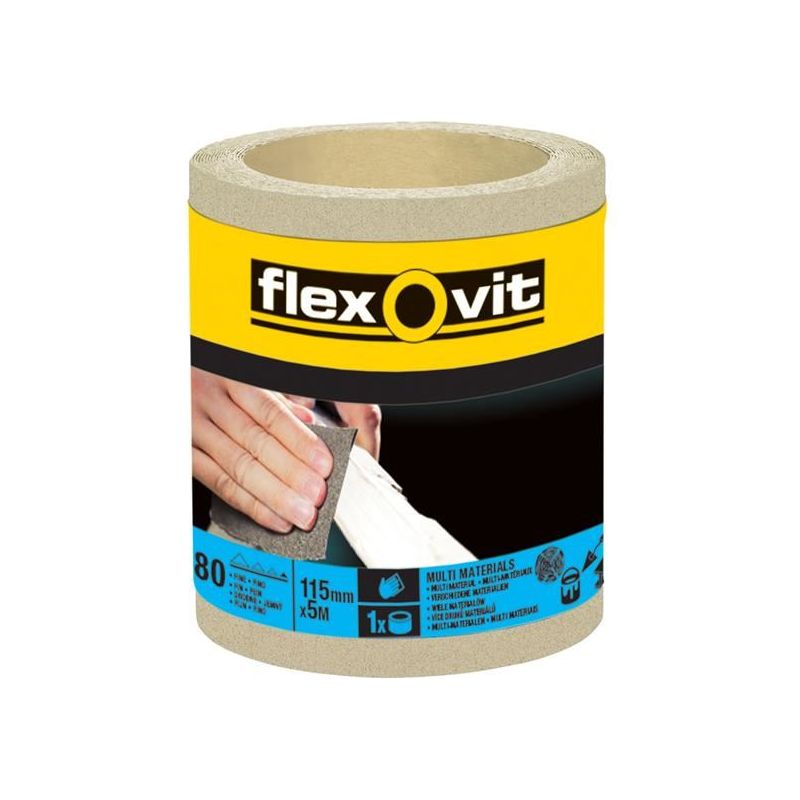 Flexovit General Purpose Sanding Roll 115mm x 5m Fine 180G Flexovit - Dynamic Drive