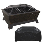 Dellonda 35" Rectangular Outdoor Fire Pit Antique Bronze Effect Dellonda - Dynamic Drive