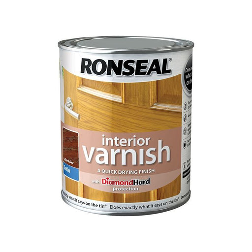 Ronseal Interior Varnish Quick Dry Satin Dark Oak 750ml Ronseal - Dynamic Drive