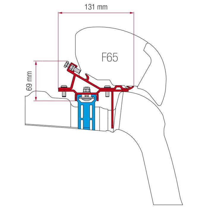 Fiamma F80/F65 Adapter Kit Vw Crafter >17 With Roof Rail 98655Z036 Fiamma - Dynamic Drive