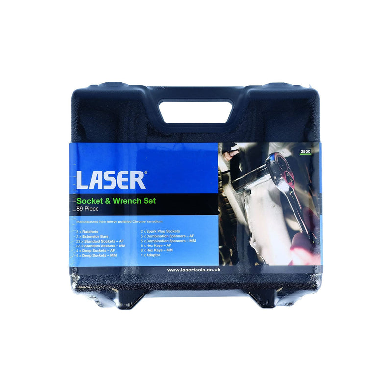Laser Socket and Spanner Set AF/Metric 1/4"D, 3/8"D, 1/2"D 89pc 3500 Laser - Dynamic Drive