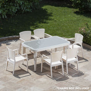Dellonda Dining Tables with Tempered Glass Top 150 x 90 x 76cm - Ivory White Dellonda - Dynamic Drive