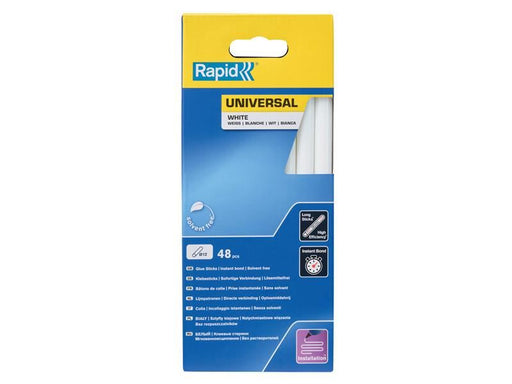 Rapid Universal Glue Sticks, White 12 x 190mm (Pack 48) Rapid - Dynamic Drive