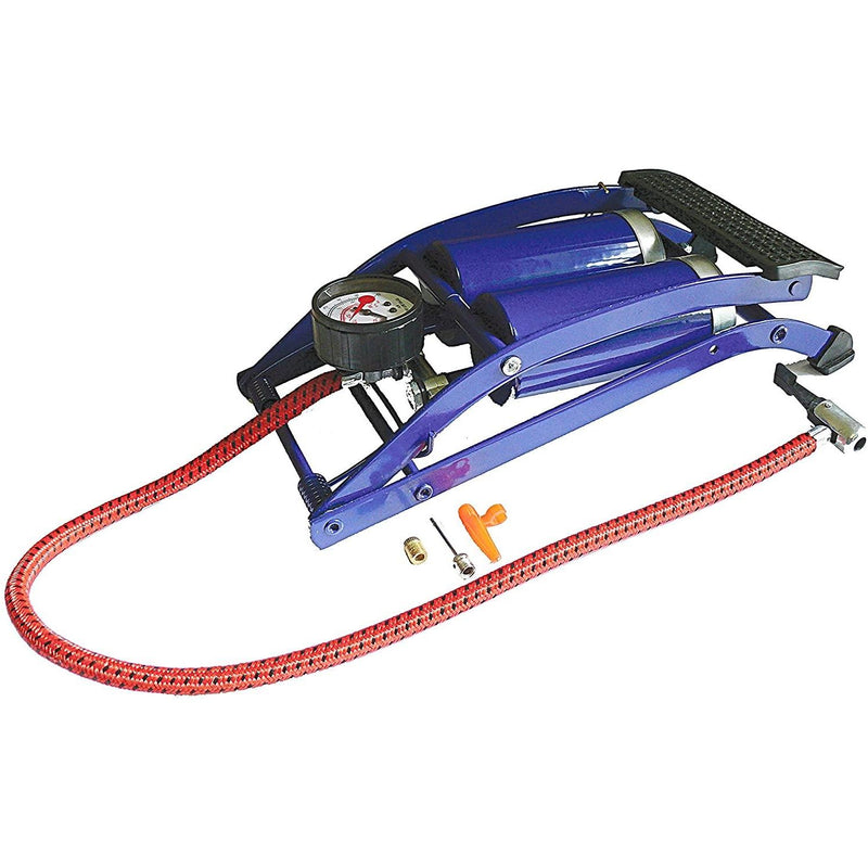Double Barrel Cylinder Pump Air Inflator Foot Pump Car Van Bicylce Bike Tyre Sakura - Dynamic Drive