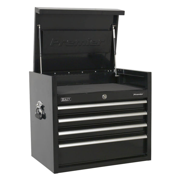 Sealey Topchest 4 Drawer 660mm Heavy-Duty Black PTB66004 Sealey - Dynamic Drive