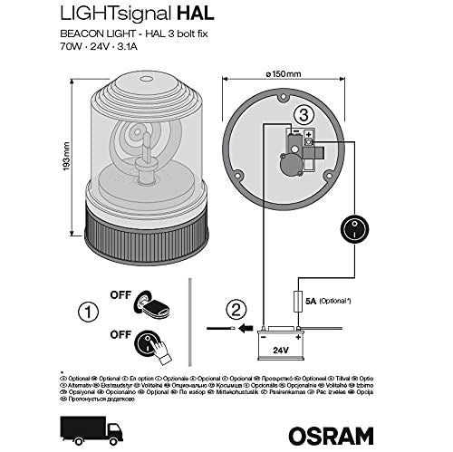 Osram LIGHTsignal HALOGEN BEACON LIGHT, rotating beacon, 360°, aber flashing li Osram - Dynamic Drive