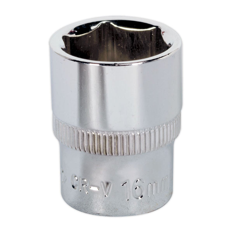 Sealey WallDrive Socket 16mm 3/8"Sq Drive Fully Polished SP3816 Sealey - Dynamic Drive