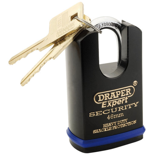 Draper Heavy Duty Padlock and 2 Keys with Shrouded Shackle, 46mm 64196 Draper - Dynamic Drive