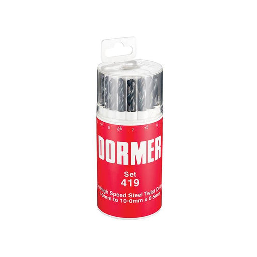 Dormer A191 No.419 Metric HSS Drill Set of 19 1.0-10.0 x 0.5mm Dormer - Dynamic Drive