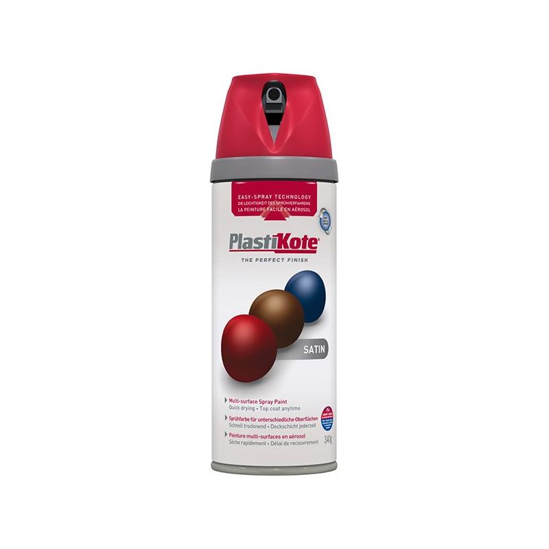 Plastikote Twist & Spray Satin Real Red 400ml PlastiKote - Dynamic Drive