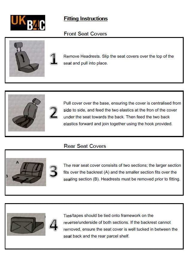 Sakura Car Seat & Headrest Covers Carnaby Black Universal Size Elasticated Hems Sakura - Bars 4 Cars