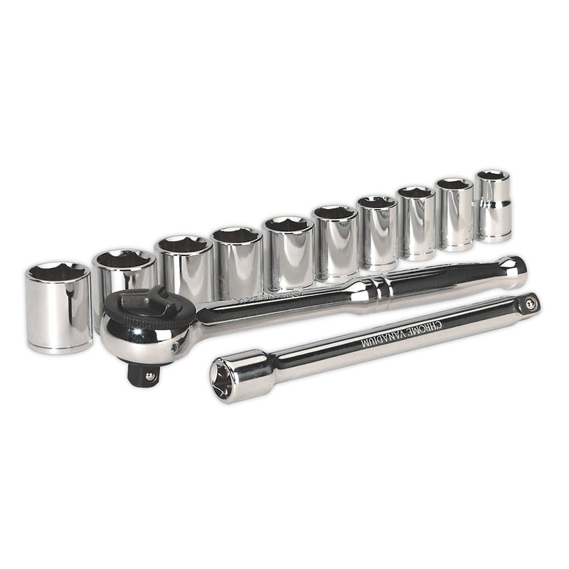 Siegen Socket Set 12Pc 3/8Inchsq Drive 6Pt Walldrive Metric Siegen by Sealey - Dynamic Drive