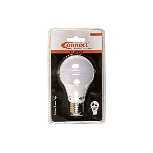 Connect 8W LED Bulb 6500K E27 ES Fitting Cold White 1pc 30525 Tool Connection - Dynamic Drive