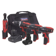 Sealey 4 x 12V SV12 Series Cordless Power Tool Combo Kit CP1200COMBO Sealey - Dynamic Drive