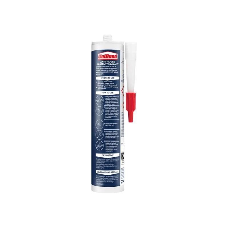 Unibond Healthy Kitchen & Bathroom Anti Mould Sealant Translucent Cartridge 274g UniBond - Dynamic Drive