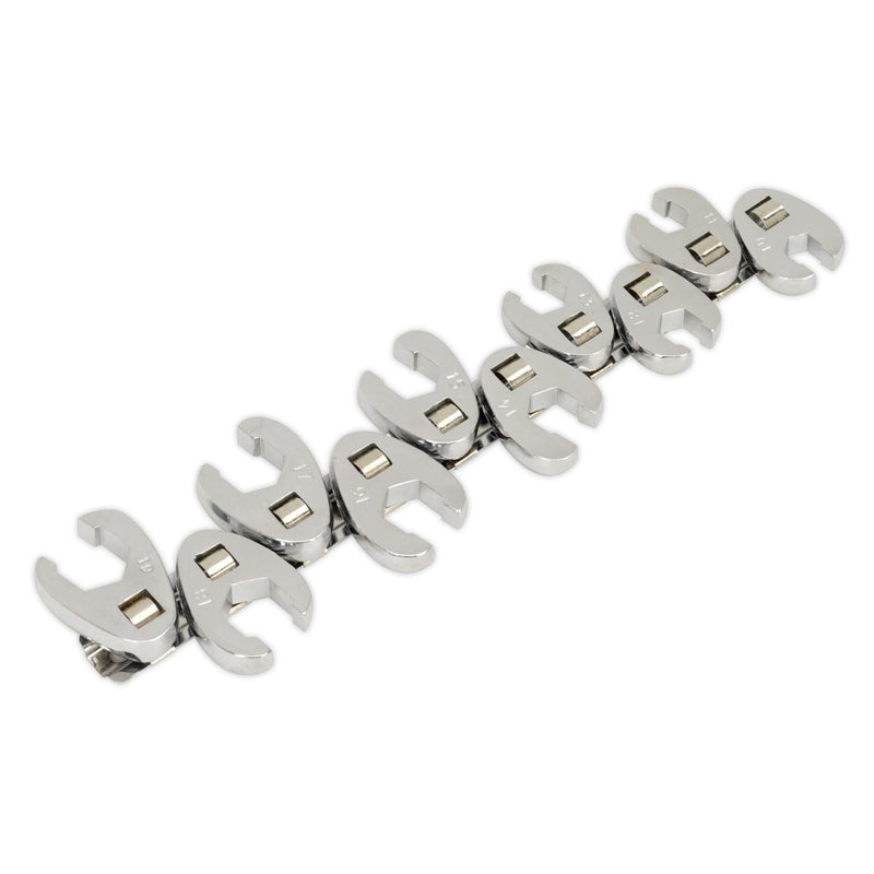 Sealey Crow's Foot Wrench Set 10pc Flare Nut 3/8"Sq Drive Metric S0845 Sealey - Dynamic Drive