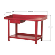 Sealey Workbench Steel 1.5m with 1 Drawer AP1015 Sealey - Dynamic Drive