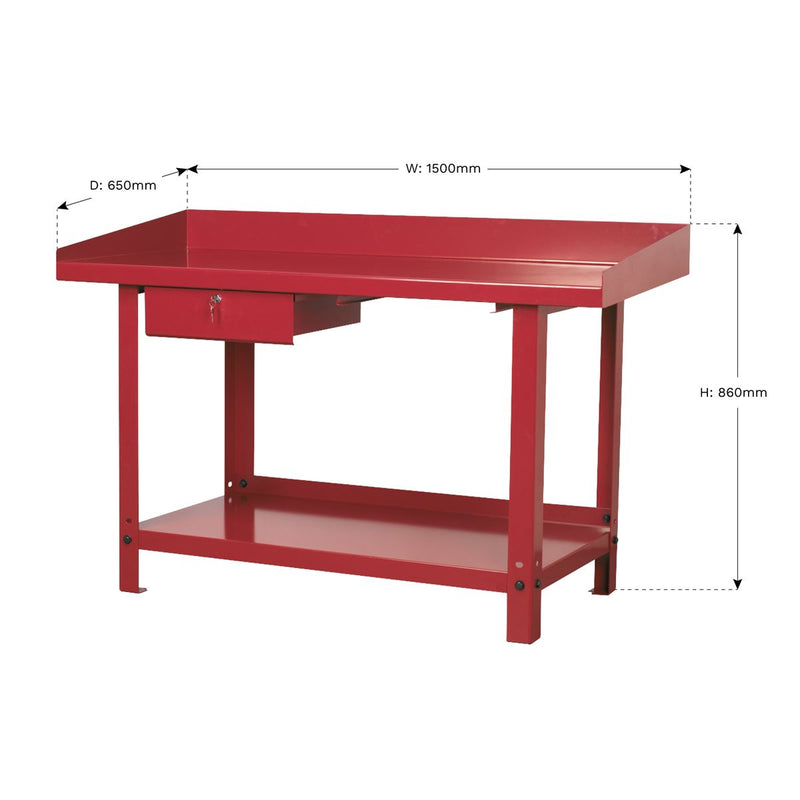 Sealey Workbench Steel 1.5m with 1 Drawer AP1015 Sealey - Dynamic Drive
