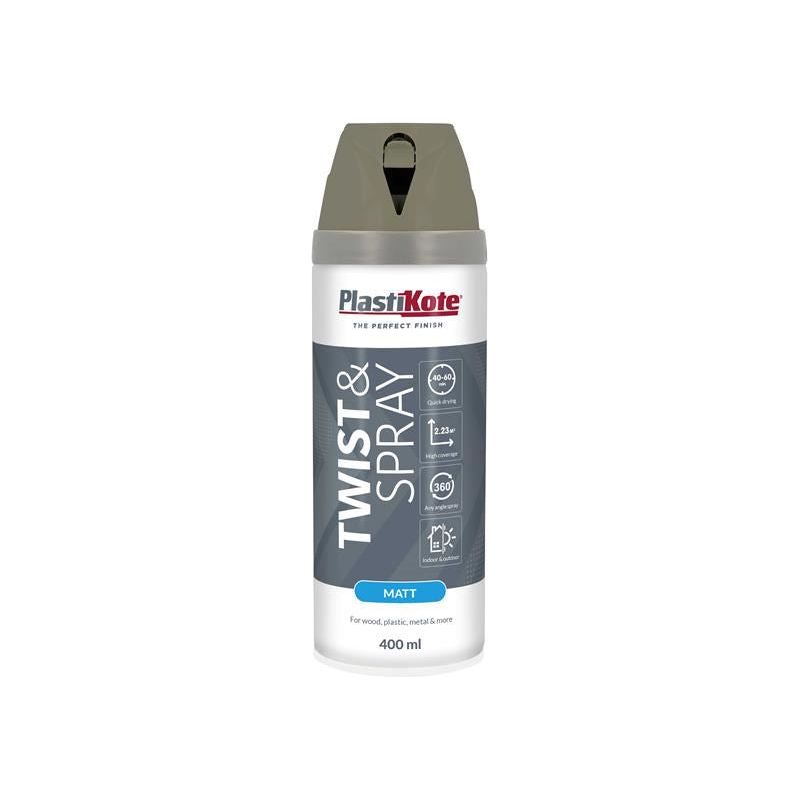 Plastikote Twist & Spray Matt 400ml Quartz Grey PlastiKote - Dynamic Drive