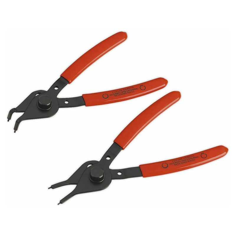 Sealey Circlip Pliers Set 2pc Reversible Straight/Bent Nose 12-25mm AK8445 Sealey - Dynamic Drive