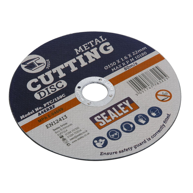 Sealey Cutting Disc150 x 1.6mm 22mm Bore PTC/150C Sealey - Dynamic Drive
