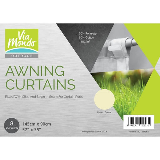 Via Mondo Awning Curtains 145 X 90Cm (8) Cream QQ123456A Via Mondo - Dynamic Drive