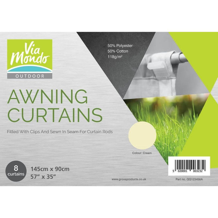 Via Mondo Awning Curtains 145 X 90Cm (8) Cream QQ123456A Via Mondo - Dynamic Drive