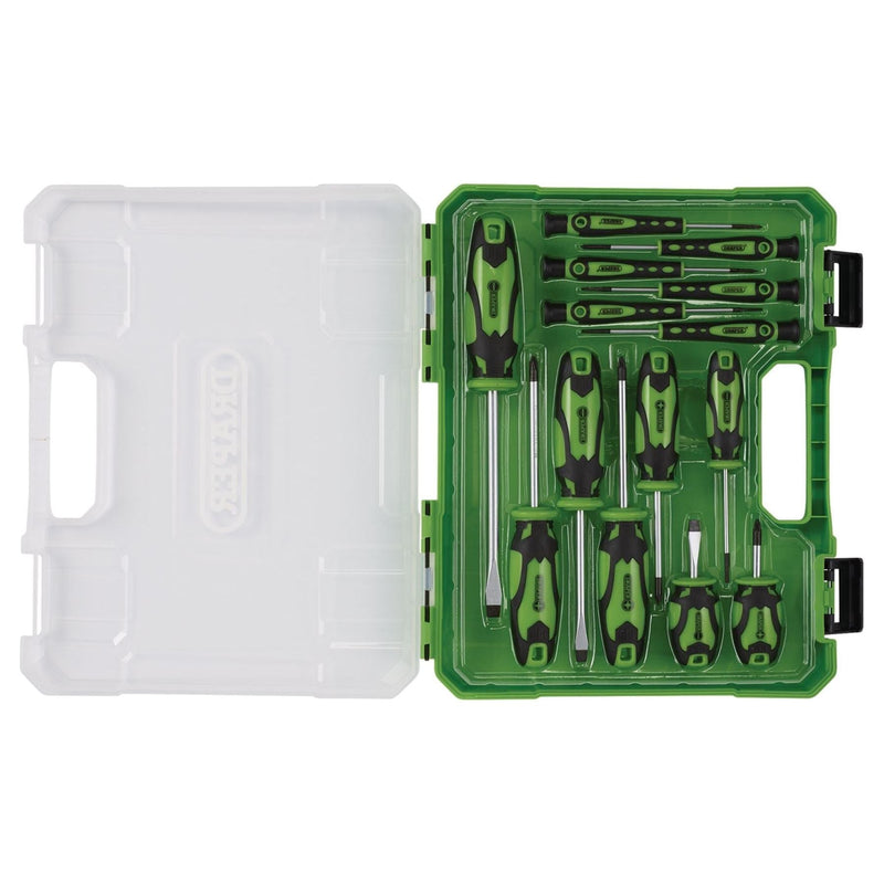Draper Screwdriver Set with Case, Green (14 Piece) 03987 Draper - Dynamic Drive