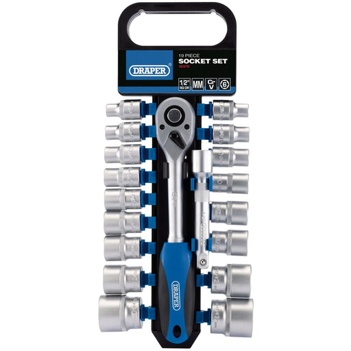 Draper Metric Socket and Ratchet Set, 1/2" Sq. Dr. (19 Piece) 16375 Draper - Dynamic Drive