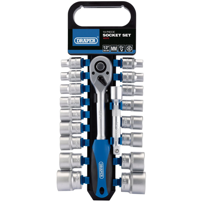 Draper Metric Socket and Ratchet Set, 1/2" Sq. Dr. (19 Piece) 16375 Draper - Dynamic Drive