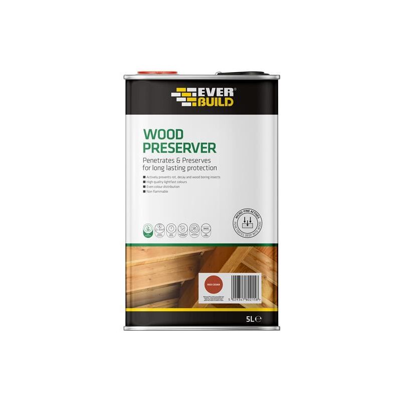 Everbuild Sika Wood Preserver Red Ceda 5 litre Everbuild Sika - Dynamic Drive