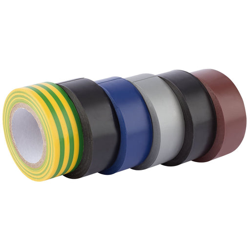 Draper Insulation Tape, 10m x 19mm, Mixed Colours (Pack of 6) 90086 Draper - Dynamic Drive