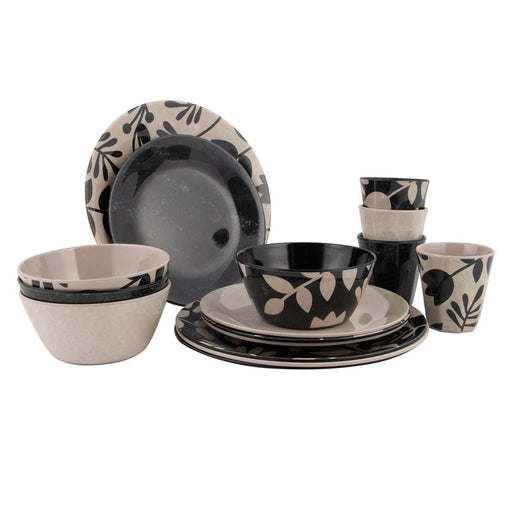 Bo-Camp Tableware Mix & Match 16 Pieces Beige/Black Bo-Camp - Dynamic Drive