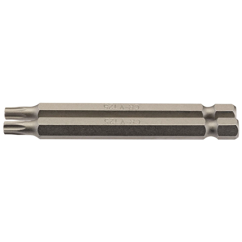 Draper TX-STAR Insert Bit, 1/4" Hex, 75mm Long, T25 (Pack of 2) Draper - Dynamic Drive