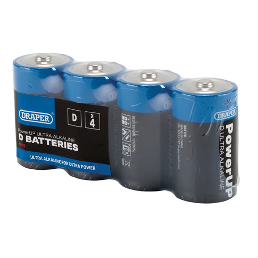Draper PowerUP Ultra Alkaline D Batteries (Pack of 4) 03979 Draper - Dynamic Drive