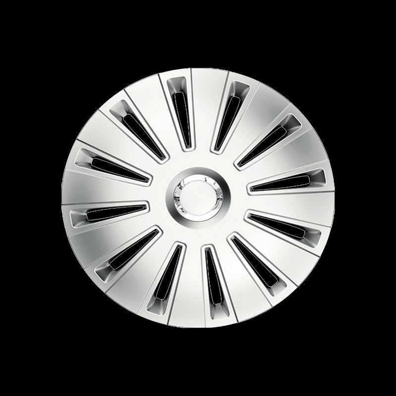 14" 4 x Alloy Look Grey & Silver Multi-Spoke Wheel Trims Hub Caps Covers Simply  - Dynamic Drive