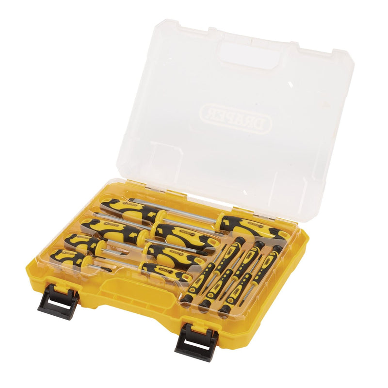 Draper Screwdriver Set with Case, Yellow (14 Piece) 03988 Draper - Dynamic Drive