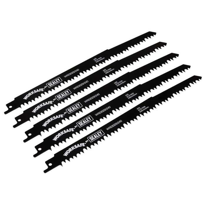 Sealey Reciprocating Saw Blade Wood 240mm 5tpi Pack of 5 WRS3029/240 Sealey - Dynamic Drive