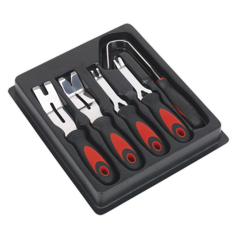 Sealey Door Panel & Trim Clip Removal Tool Set 5pc RT006 Sealey - Dynamic Drive