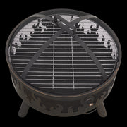 Dellonda Deluxe Firepit Fireplace Outdoor Patio Heater Cooking Grill & Poker Dellonda  - Dynamic Drive