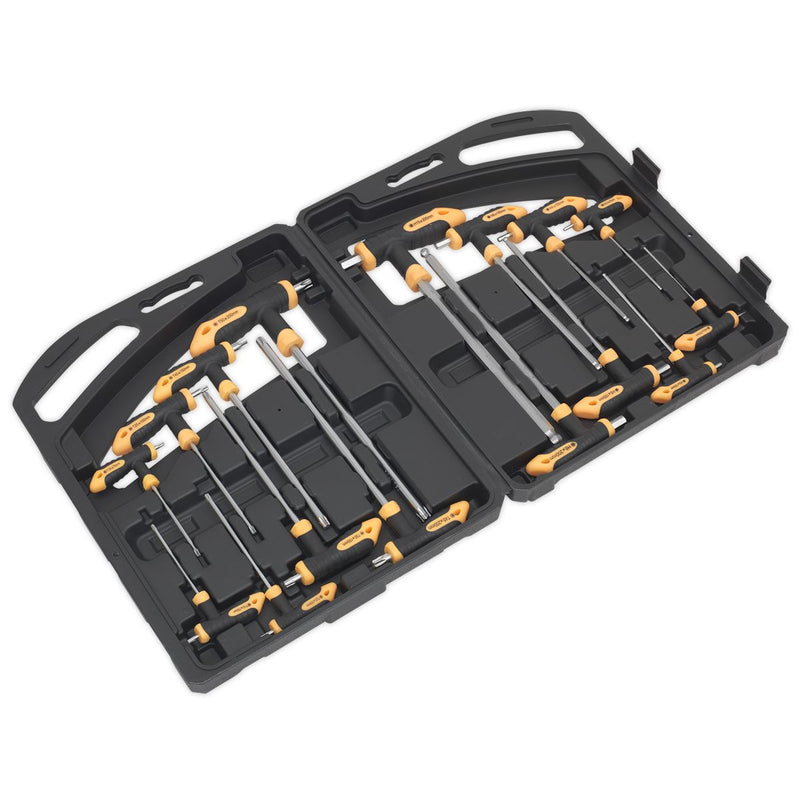 Sealey T-Handle TRX-Star* & Hex Key Set 16pc S0916 Siegen by Sealey - Dynamic Drive