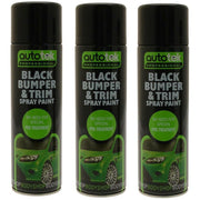 3x Autotek Professional Black Bumper and Trim 500ml Spray Paint High Coverage Autotek - Dynamic Drive