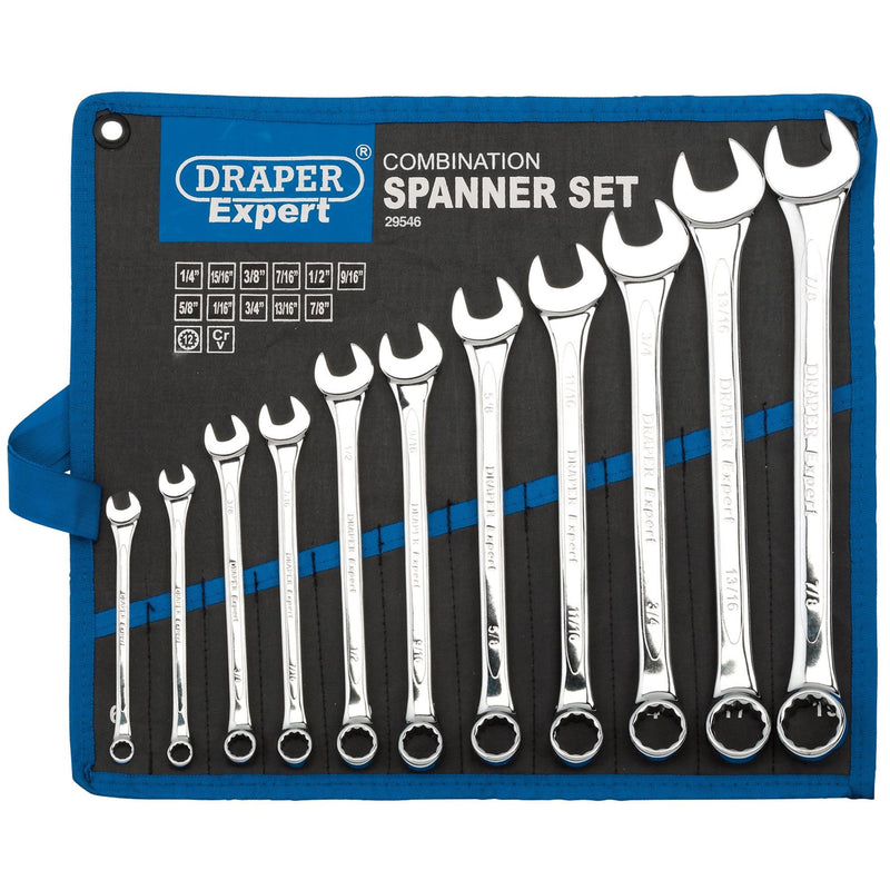 Draper Expert HI-TORQ Imperial Combination Spanner Set (11 Piece) Draper - Dynamic Drive