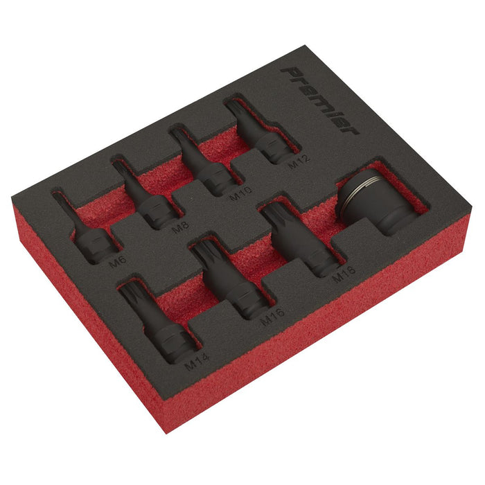 Sealey Impact Spline Socket Bit Set 8pc 3/8"Sq Drive AK5622 Sealey - Dynamic Drive