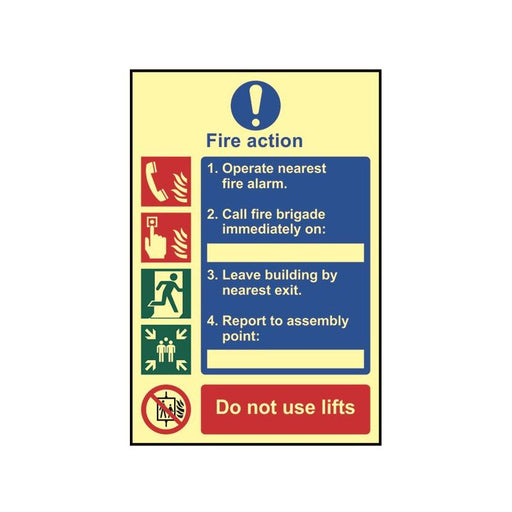 Scan Fire Action Procedure - Photoluminescent Sign 200 x 300mm Scan - Dynamic Drive