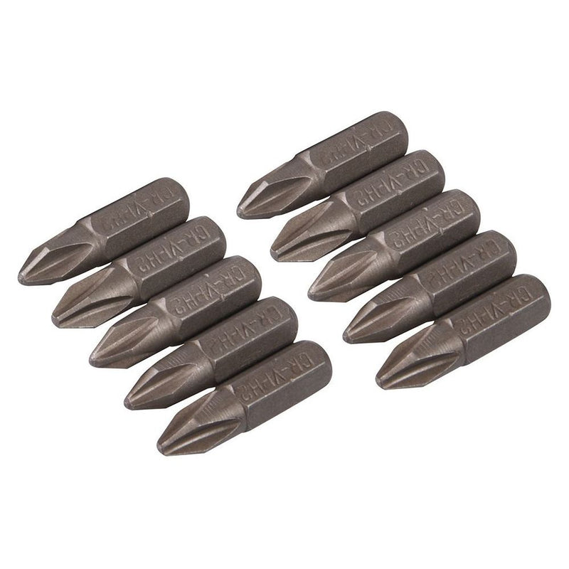 Silverline Phillips Cr-V Screwdriver Bits 10pk PH2 Silverline - Dynamic Drive