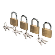 Silverline Brass Padlock Keyed Alike 4pk 40mm Silverline - Dynamic Drive
