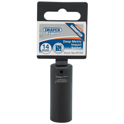 Draper Expert HI-TORQ 6 Point Deep Impact Socket, 1/4" Sq. Dr., 14mm Draper - Dynamic Drive