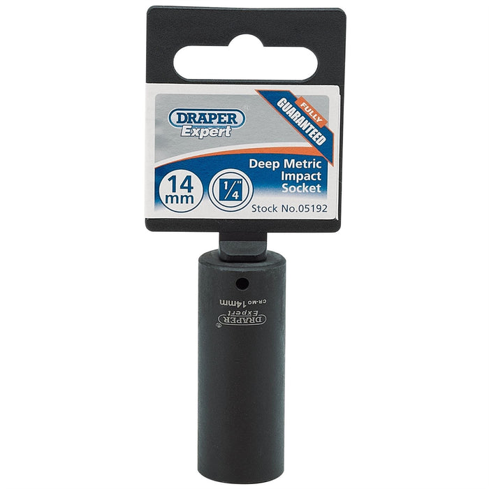 Draper Expert HI-TORQ 6 Point Deep Impact Socket, 1/4" Sq. Dr., 14mm Draper - Dynamic Drive